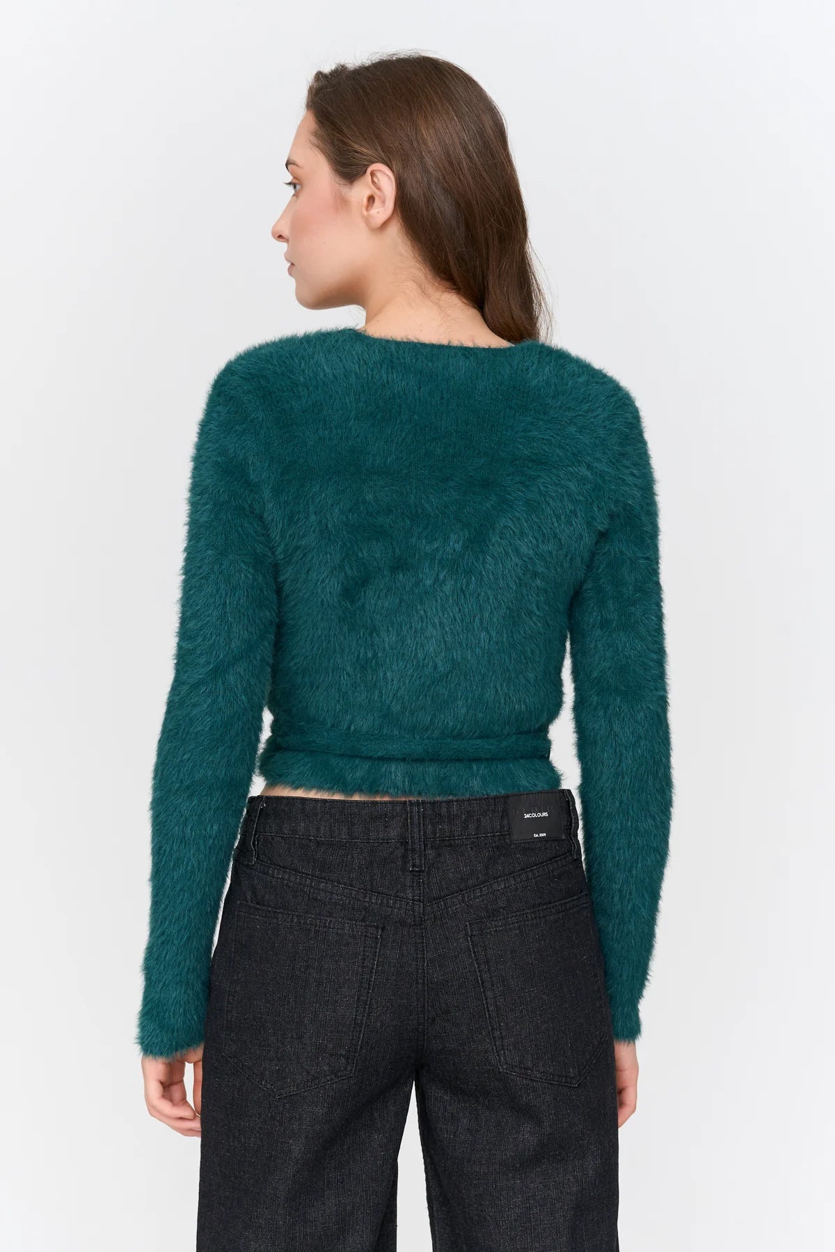 HAIRY WRAP CARDIGAN - GREEN