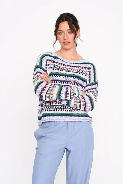 VERA OPEN KNITTED PULLOVER - BLUE