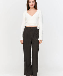 HAIRY WRAP CARDIGAN - OFF WHITE