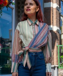RIVER WRAPPED STRIPED BLOUSE - MULTI