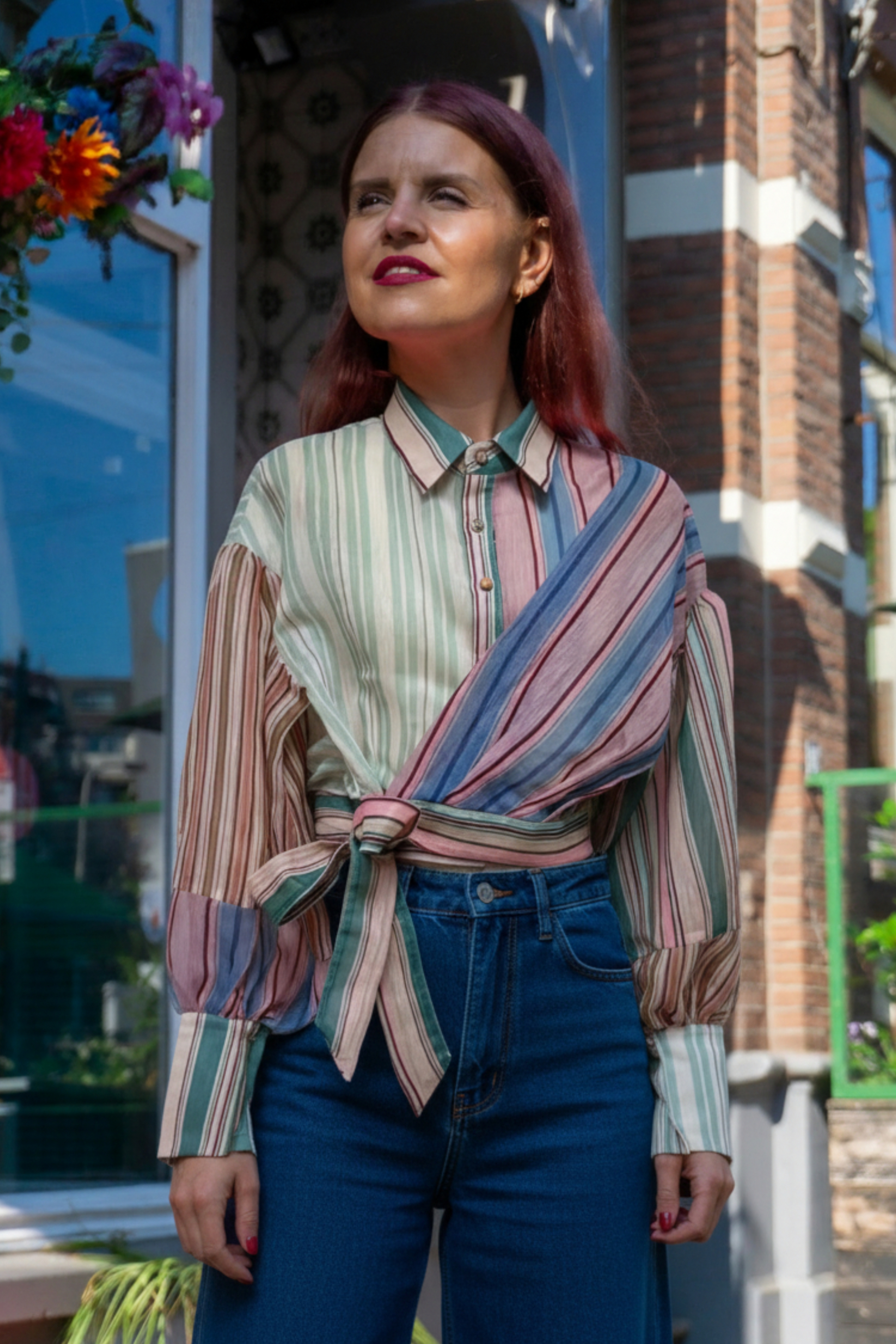 RIVER WRAPPED STRIPED BLOUSE - MULTI