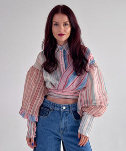 RIVER WRAPPED STRIPED BLOUSE - MULTI