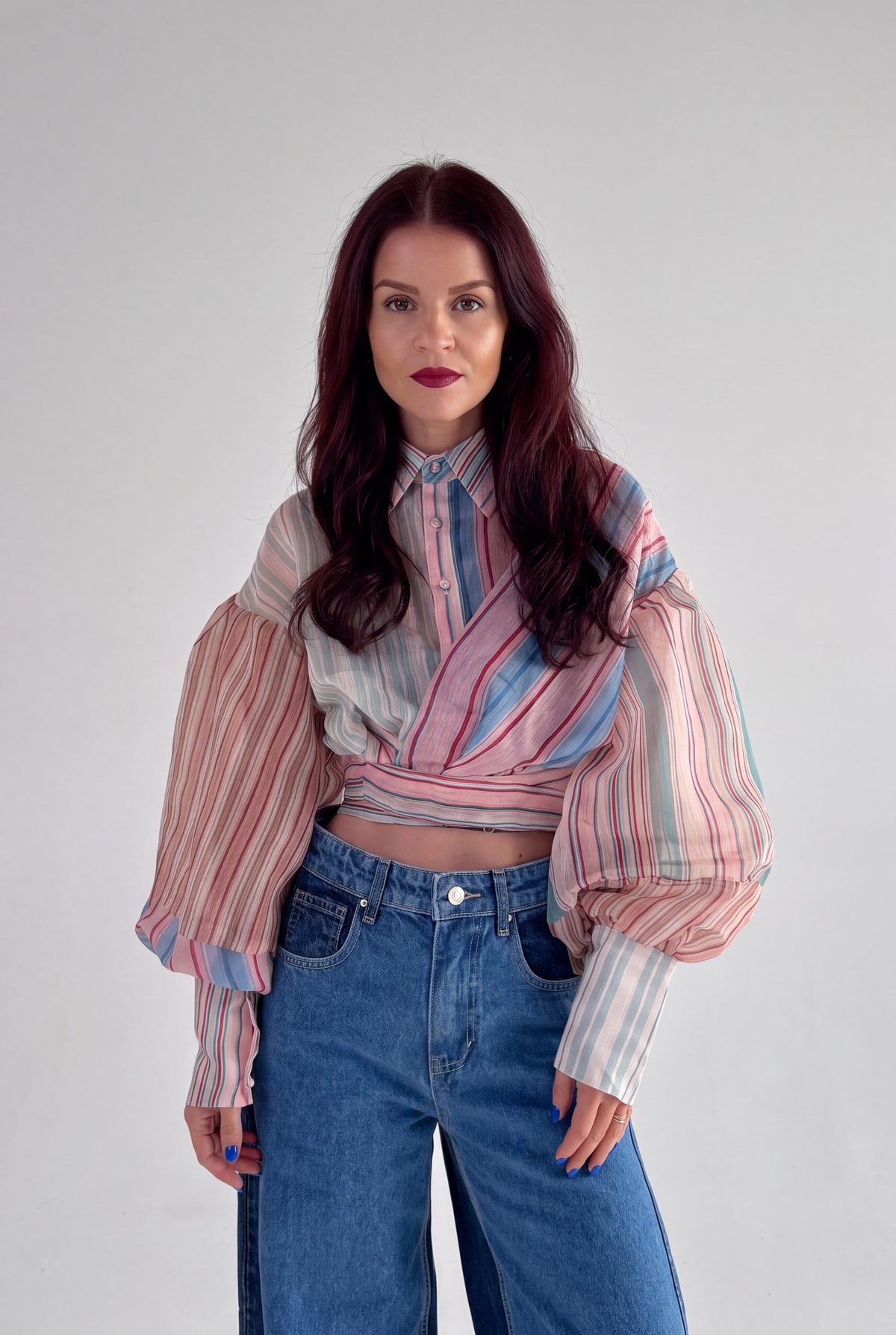 RIVER WRAPPED STRIPED BLOUSE - MULTI
