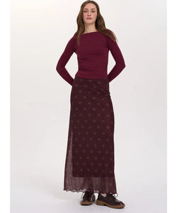 TRISHA MESH SKIRT - BORDEAUX