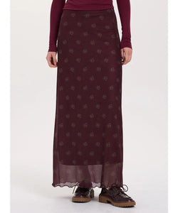 TRISHA MESH SKIRT - BORDEAUX