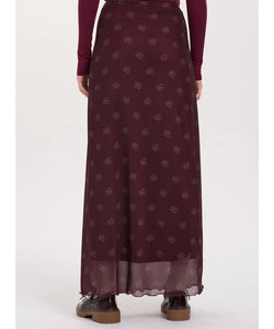 TRISHA MESH SKIRT - BORDEAUX