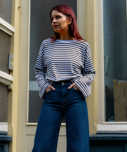 SAMMIE STRIPED SHIRT - BLUE/CHOCO