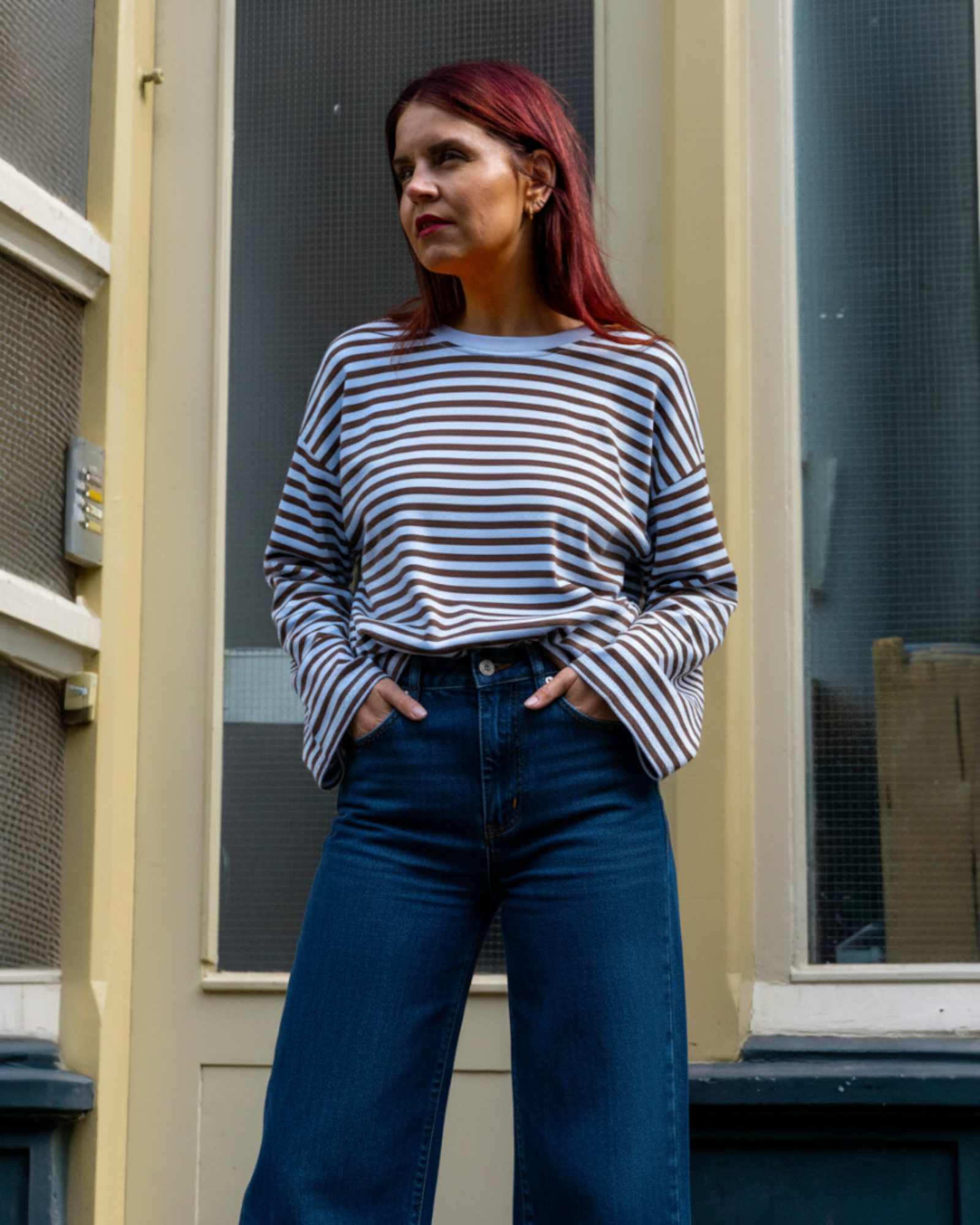 SAMMIE STRIPED SHIRT - BLUE/CHOCO