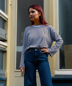 SAMMIE STRIPED SHIRT - BLUE/CHOCO