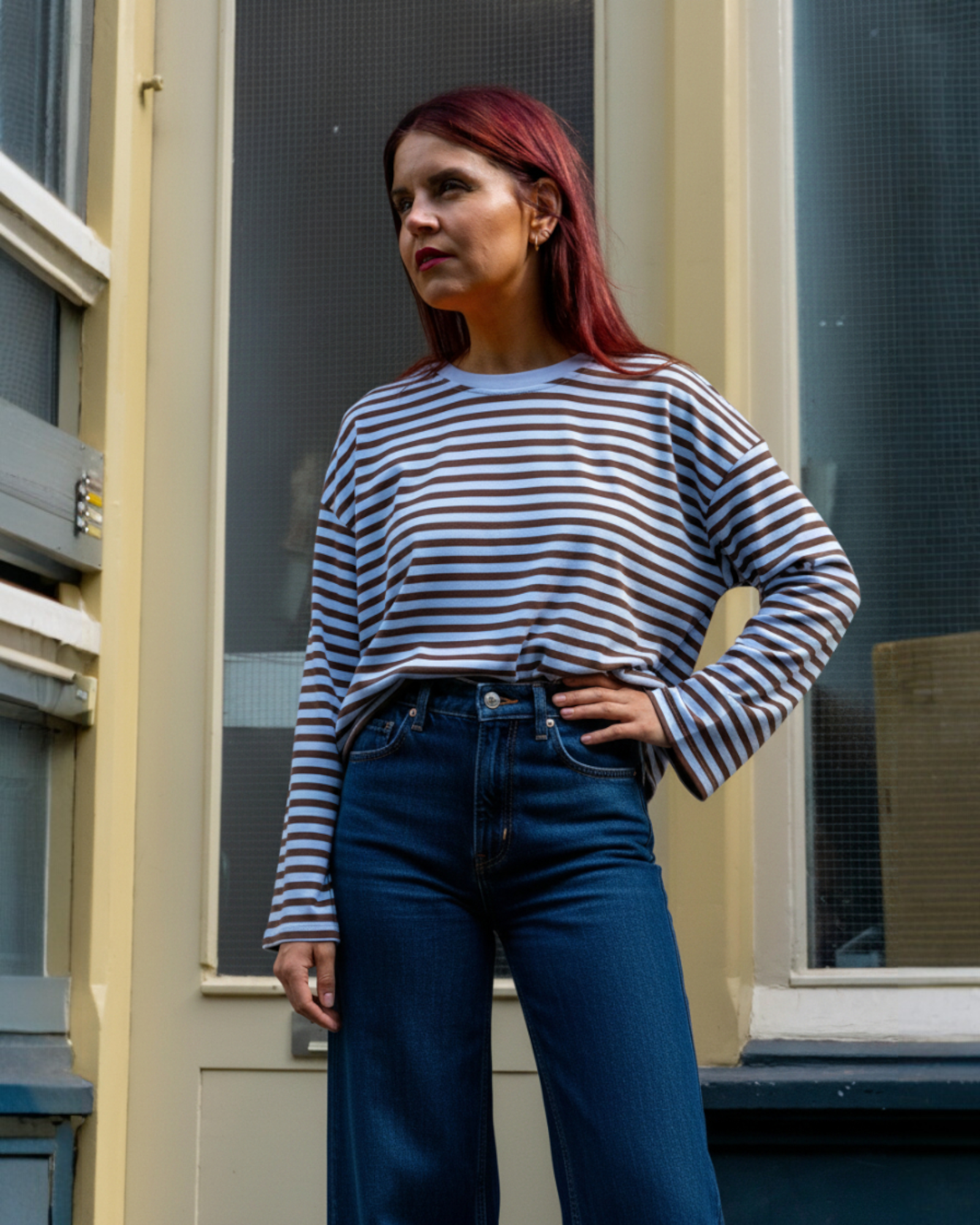 SAMMIE STRIPED SHIRT - BLUE/CHOCO