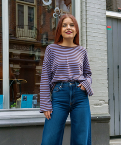 SAMMIE STRIPED SHIRT - BLUE JEAN/FUDGE