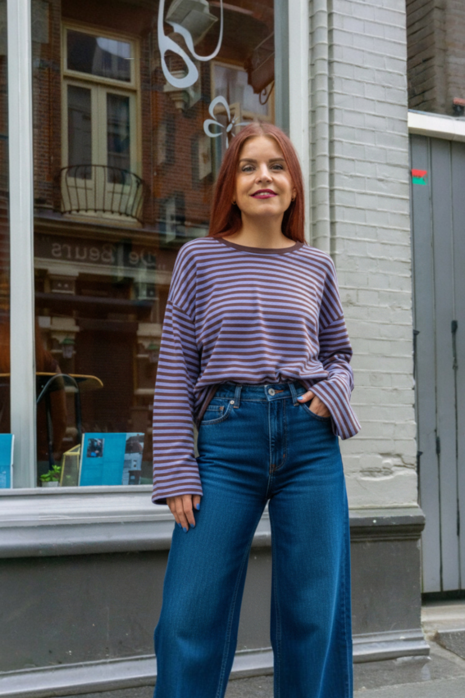 SAMMIE STRIPED SHIRT - BLUE JEAN/FUDGE