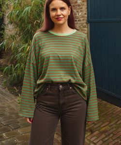 SAMMIE SUMMER STRIPED SHIRT - GREEN/BROWN