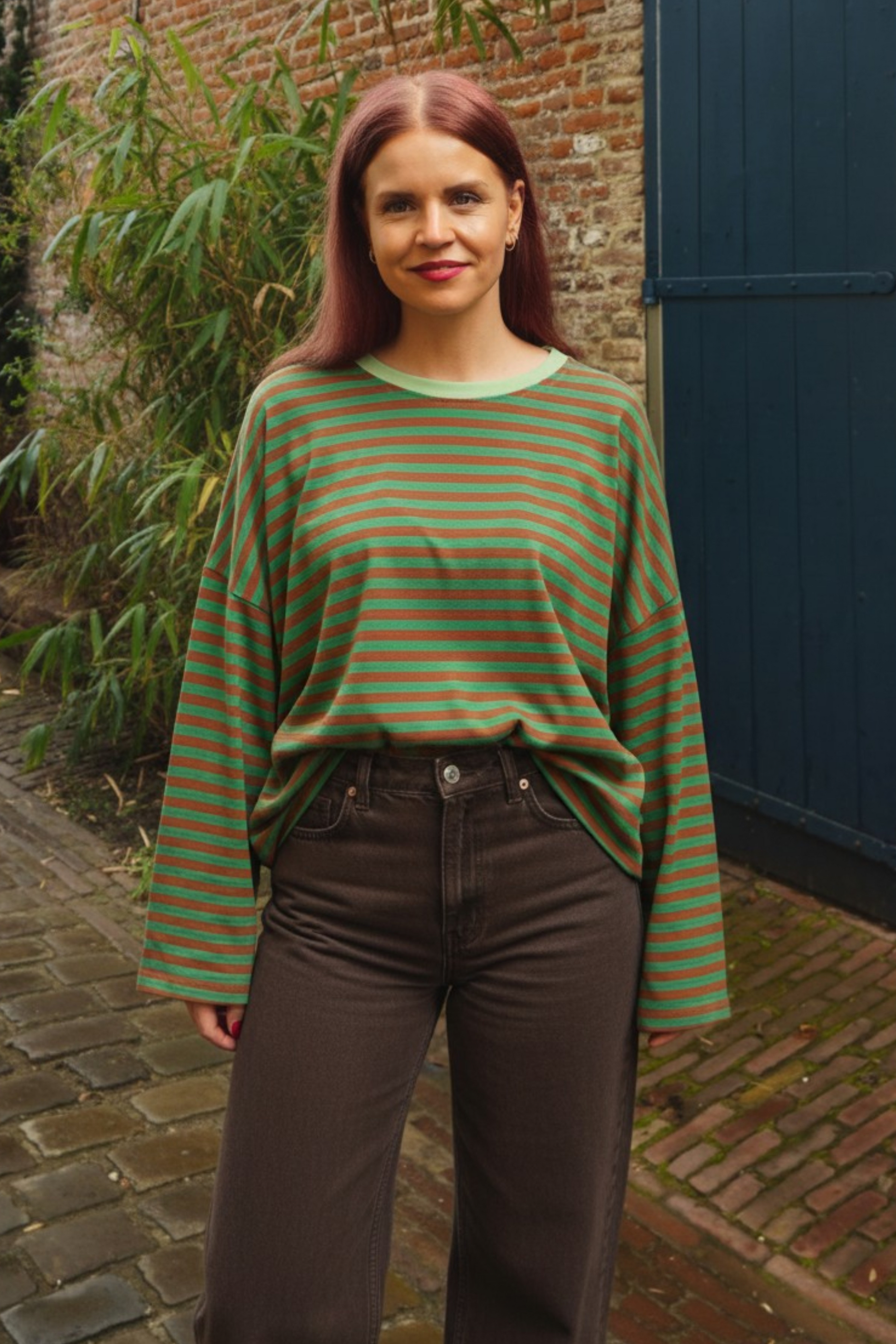 SAMMIE SUMMER STRIPED SHIRT - GREEN/BROWN