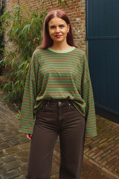 SAMMIE SUMMER STRIPED SHIRT - GREEN/BROWN