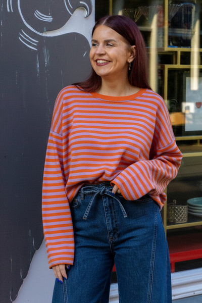 SAMMIE STRIPED SHIRT - ORANGE/LILAC
