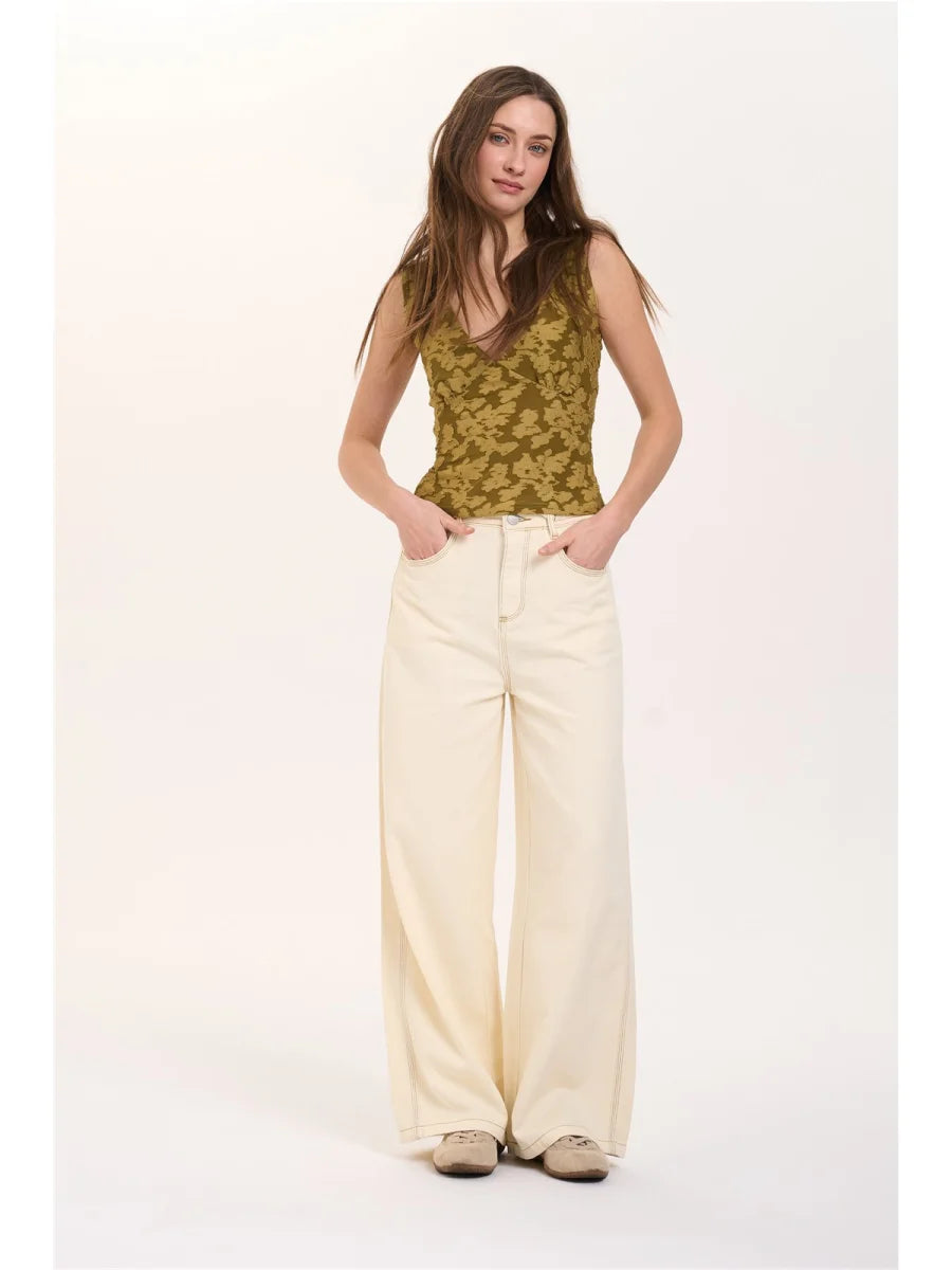 CHARLOTTE TEXTURED TOP - OLIVE GREEN