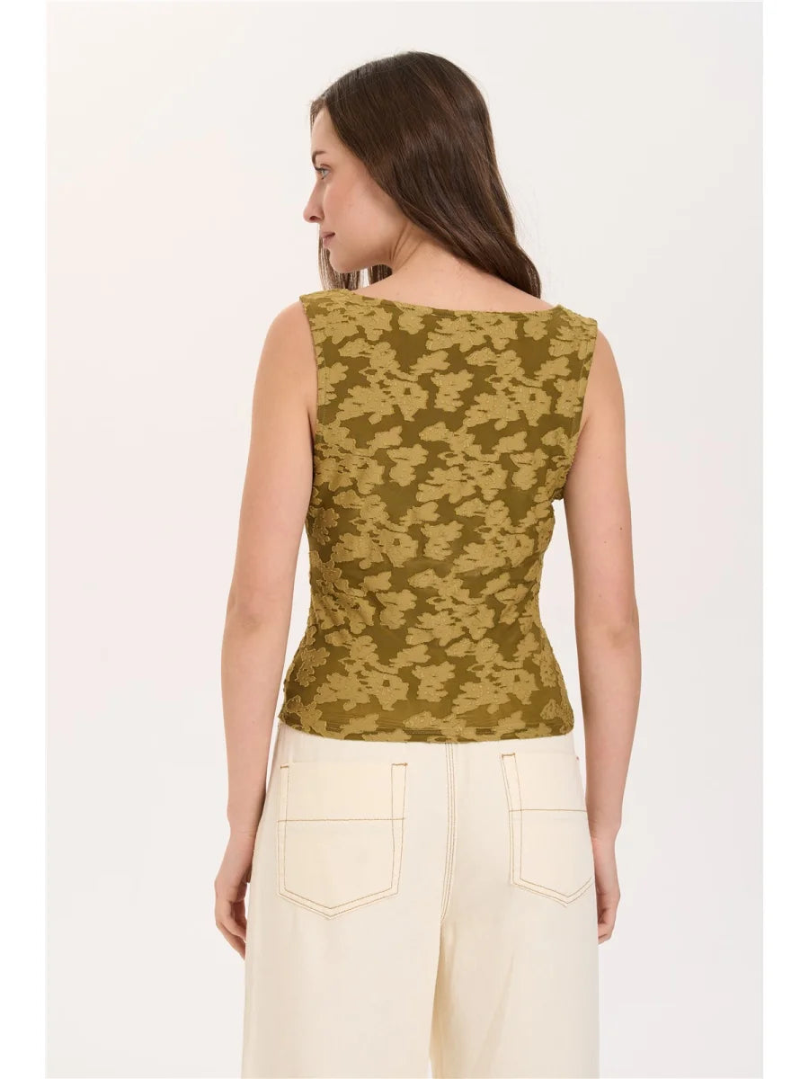 CHARLOTTE TEXTURED TOP - OLIVE GREEN