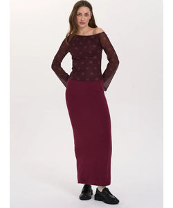 TRISHA MESH TOP - BORDEAUX
