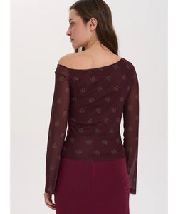 TRISHA MESH TOP - BORDEAUX