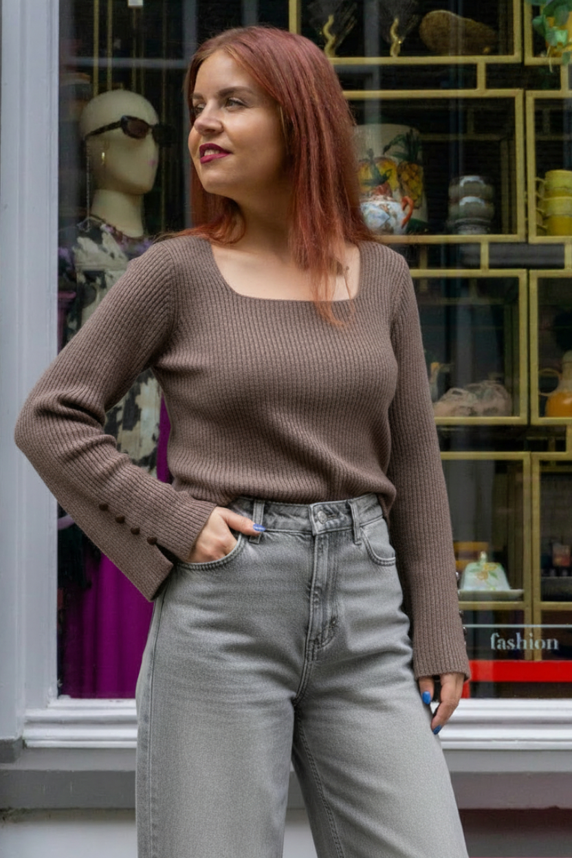 SILJE BUTTON SHIRT - BROWN