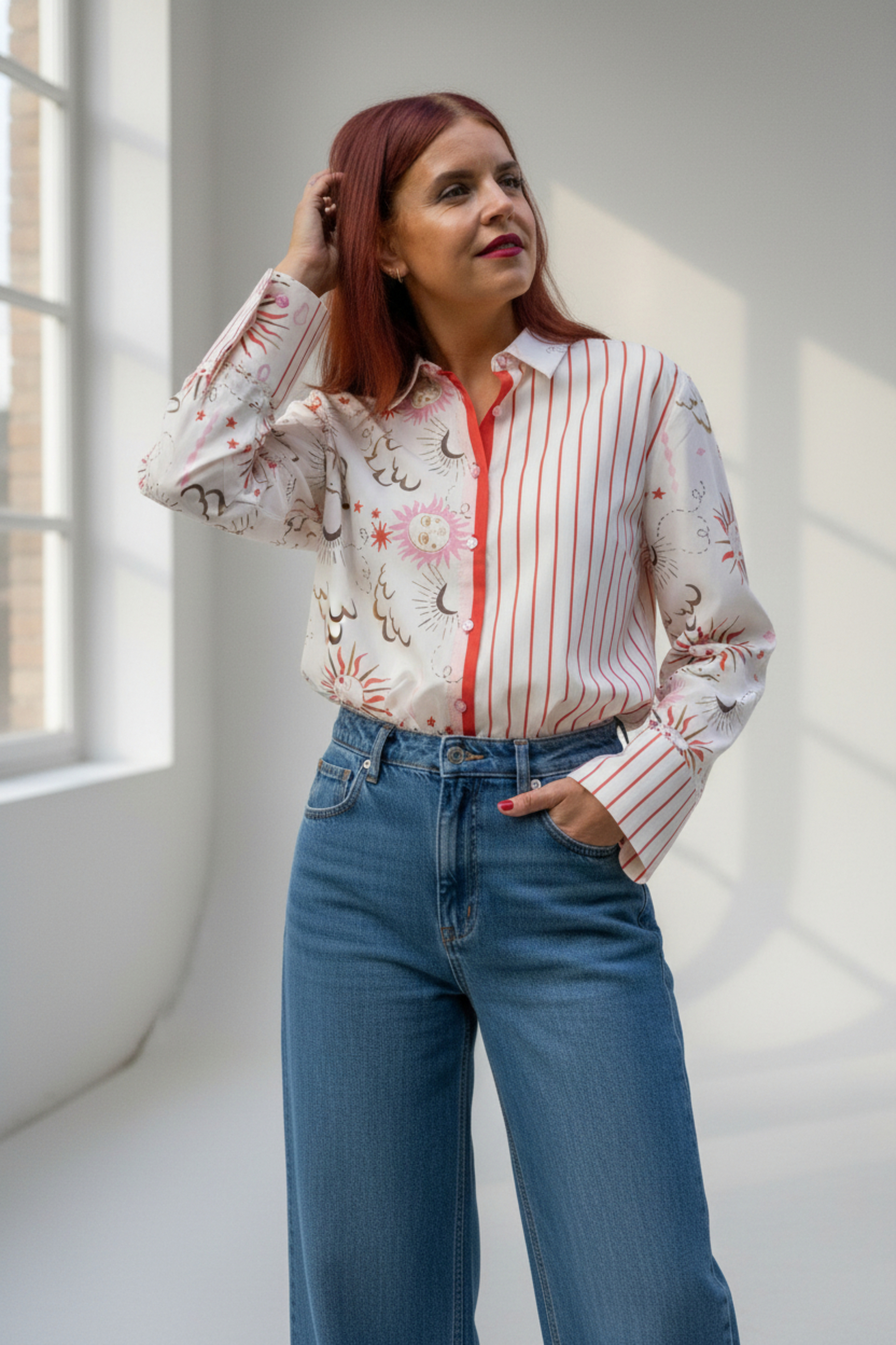 NÜMPH | SOLEIMA MIX SHIRT - CLOUD DANCER