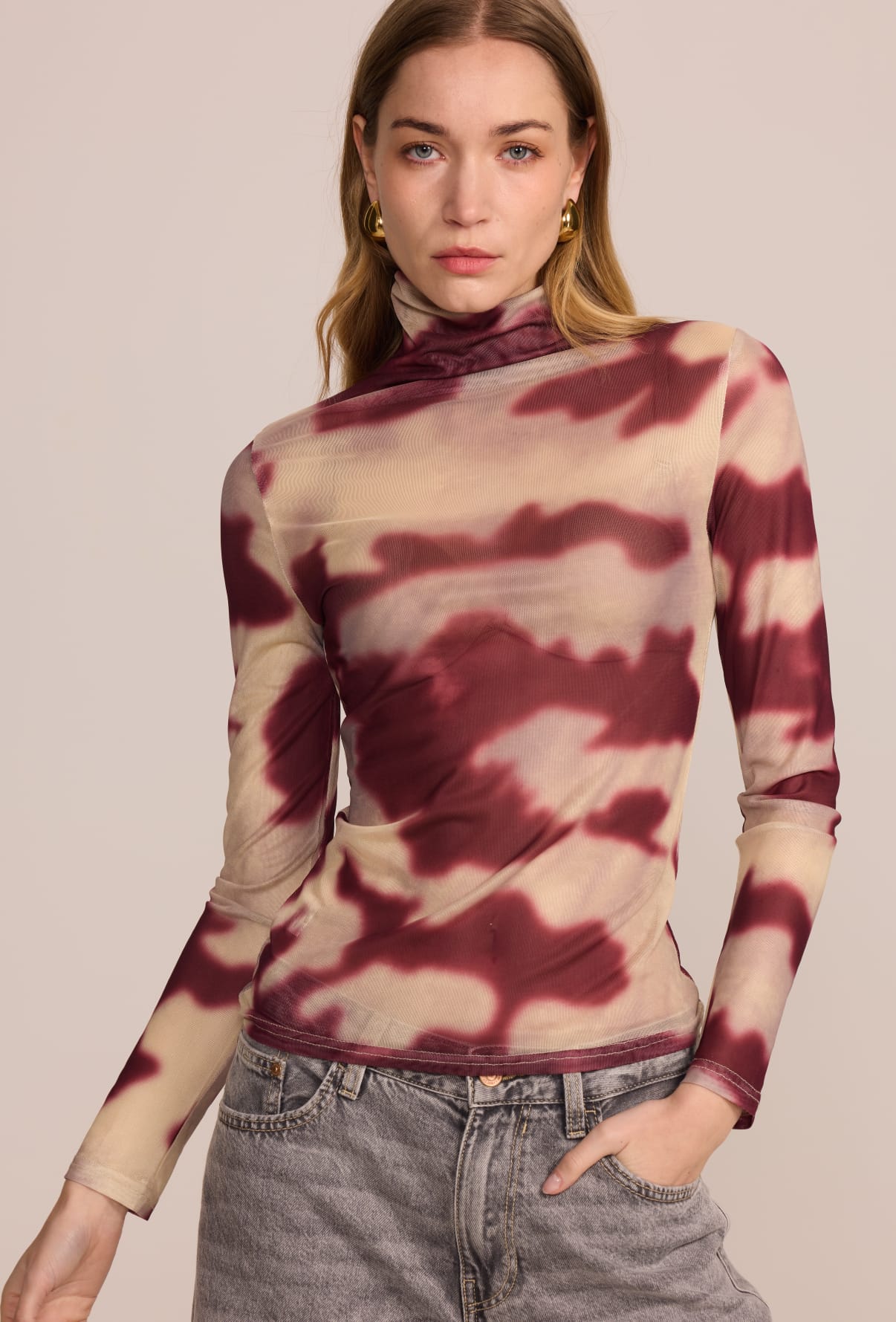 STINE MESH SHIRT - BORDEAUX