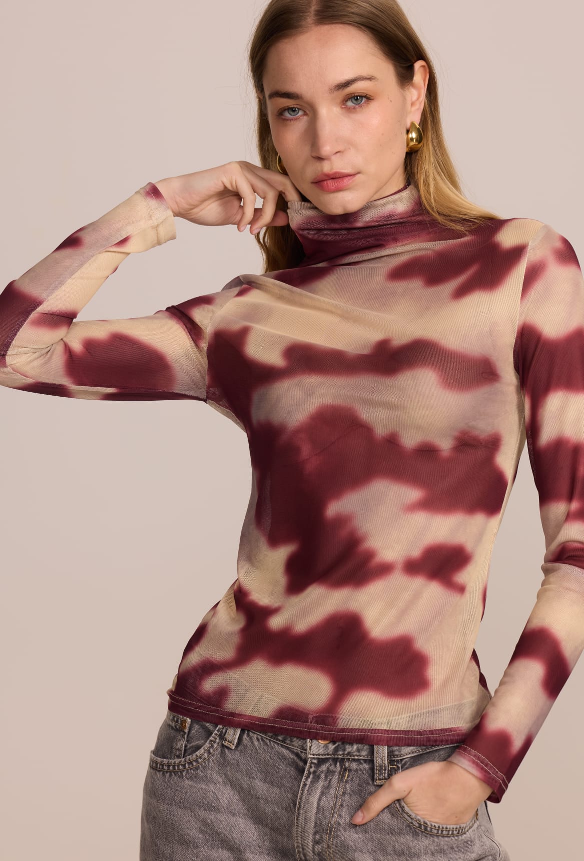 STINE MESH SHIRT - BORDEAUX