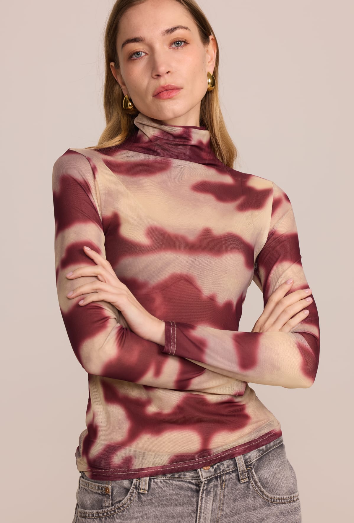 STINE MESH SHIRT - BORDEAUX