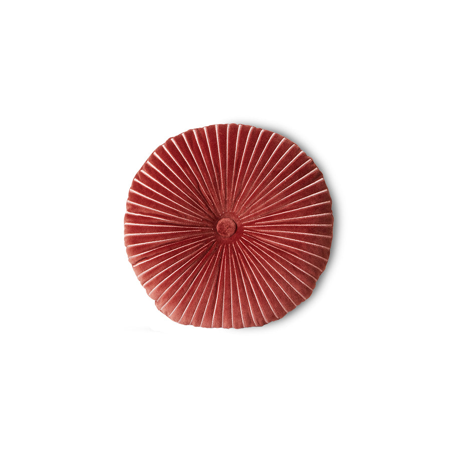 HKliving | ROUND RIPPLE CUSHION - BURGUNDY 35cm x 35cm