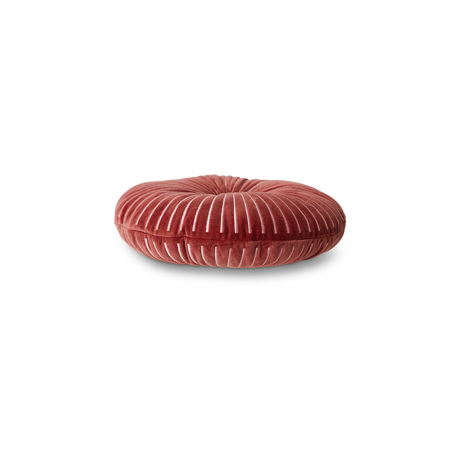 HKliving | ROUND RIPPLE CUSHION - BURGUNDY 35cm x 35cm