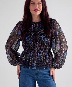 YAS | LEANNA LS TOP - PURPLE/BLUE