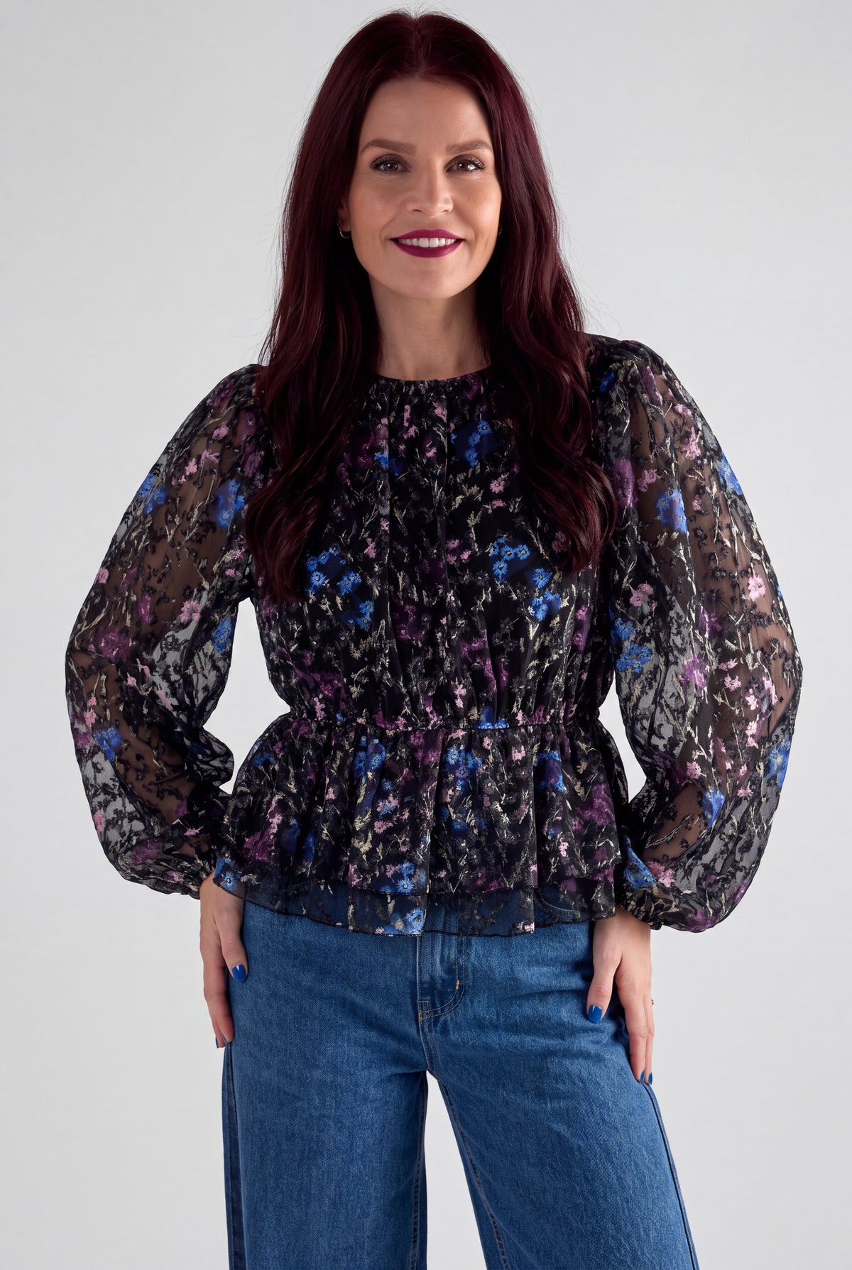 YAS | LEANNA LS TOP - PURPLE/BLUE