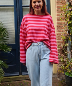 YUKA STRIPED SHIRT - FUCHSIA/RED