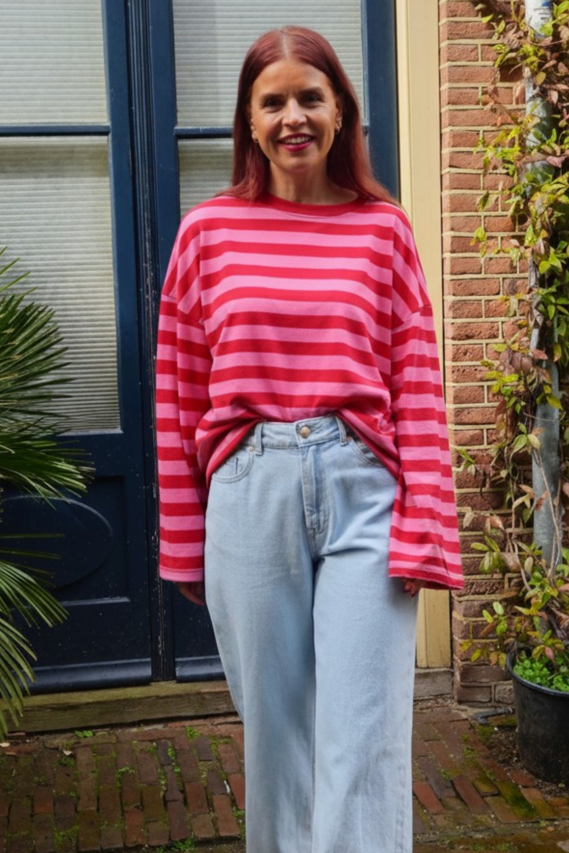 YUKA STRIPED SHIRT - FUCHSIA/RED