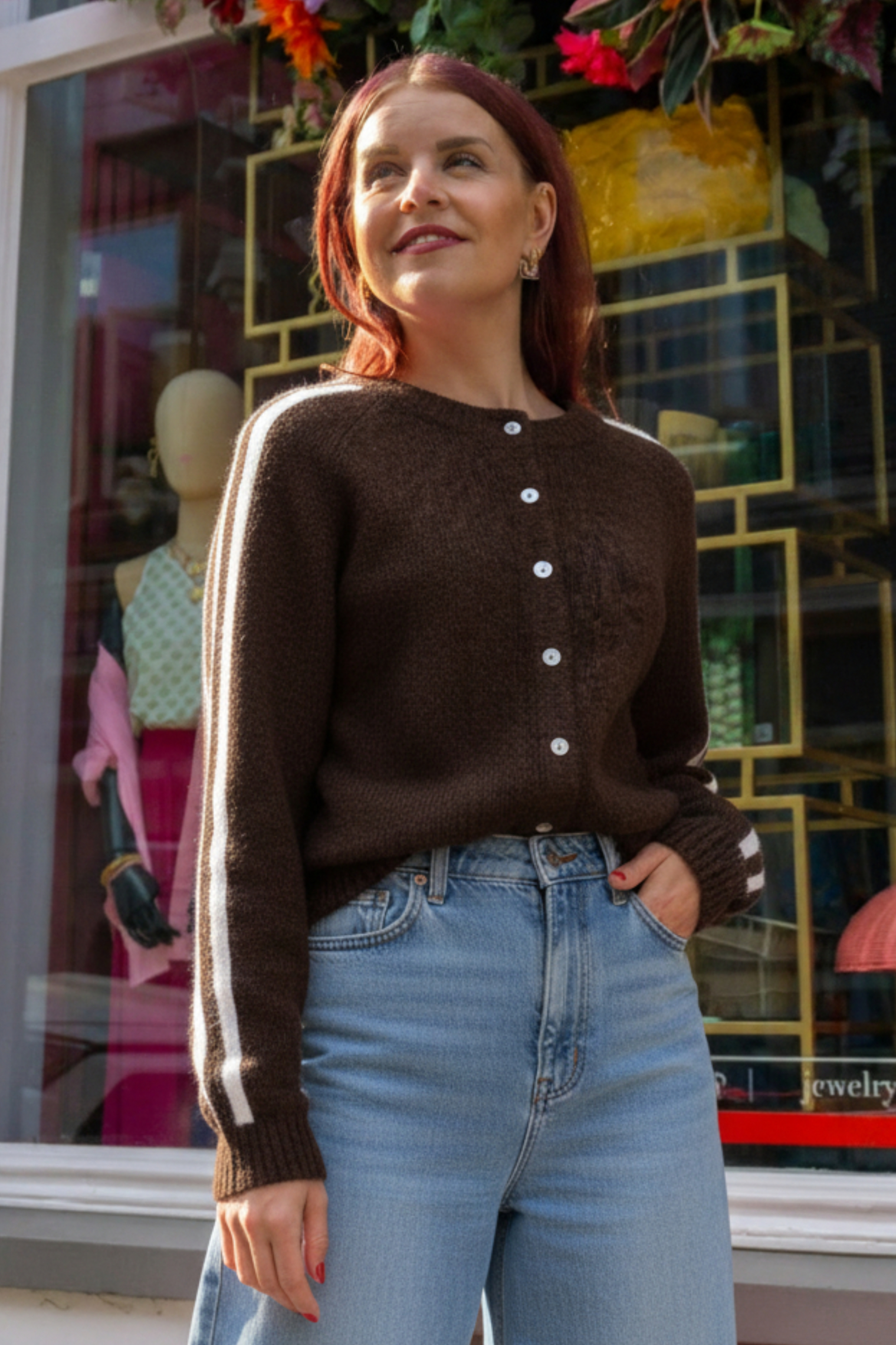 ZARA STRIPED CARDIGAN - BROWN