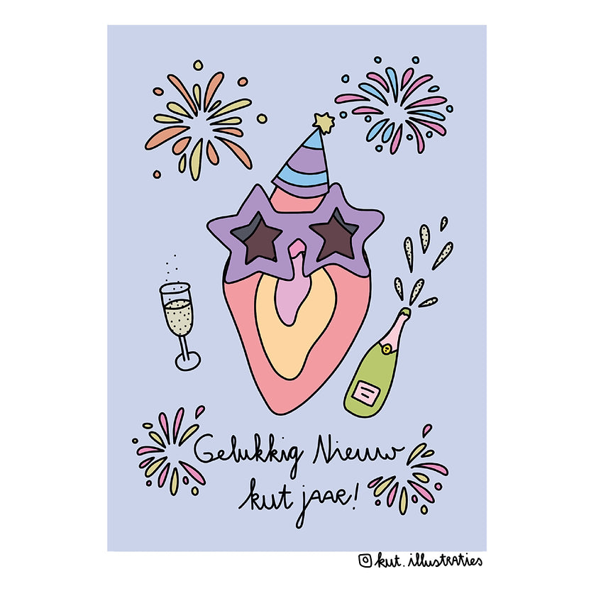 KUT. Illustraties | A6 KAART - GELUKKIG NIEUW KUT JAAR