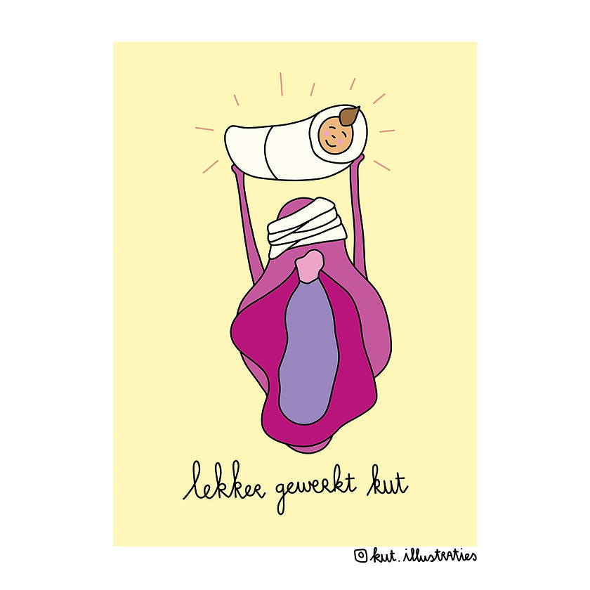 KUT. Illustraties | A6 KAART - LEKKER GEWERKT KUT