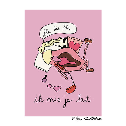 KUT. ILLUSTRATIES | A6 KAART - IK MIS JE KUT