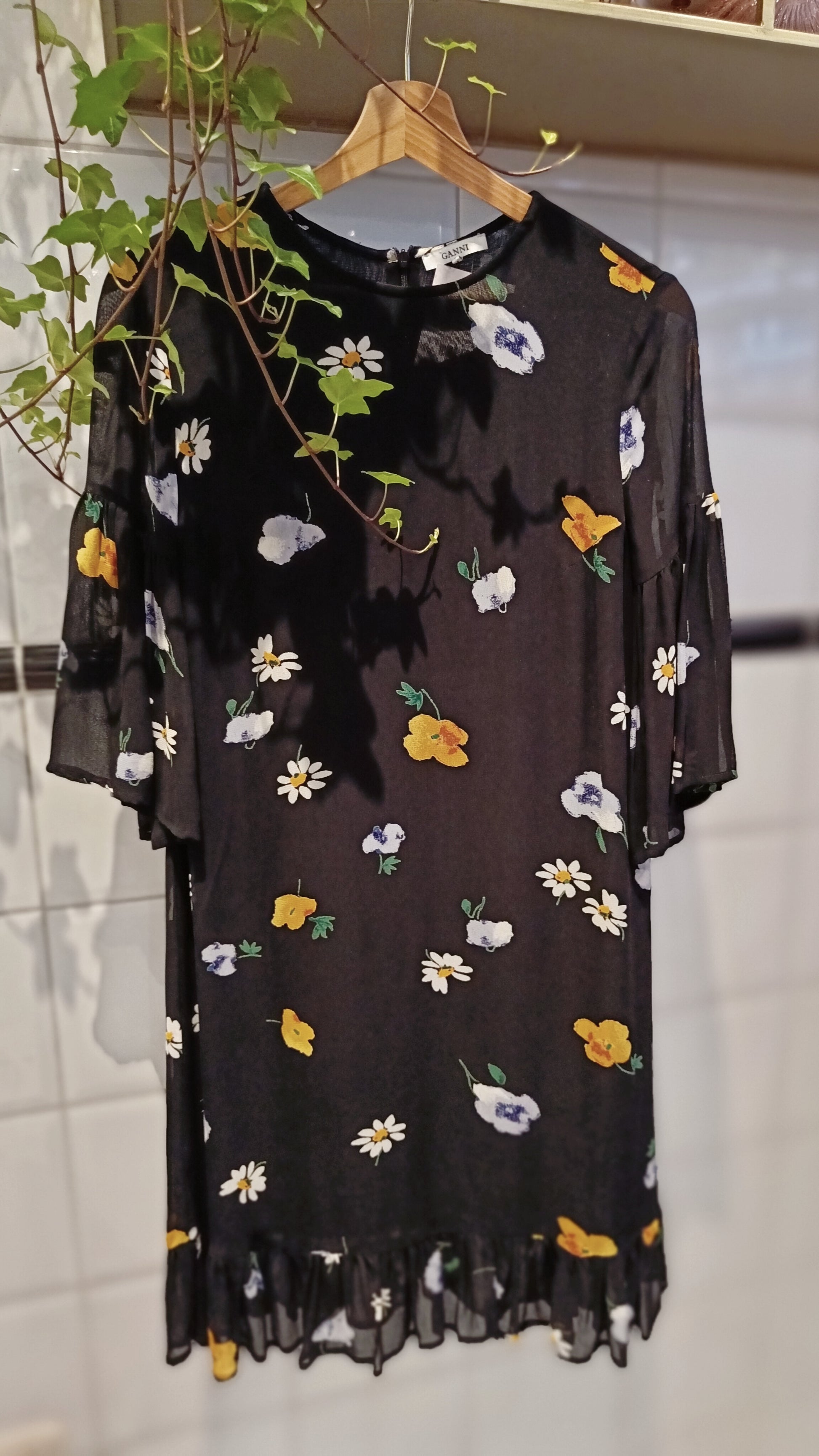 DESIGNER ITEM | GANNI FLOWER DRESS - BLACK