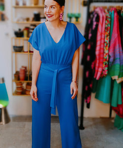 JUMPSUIT | GIRL V-NECK - BRIGHT COBALT