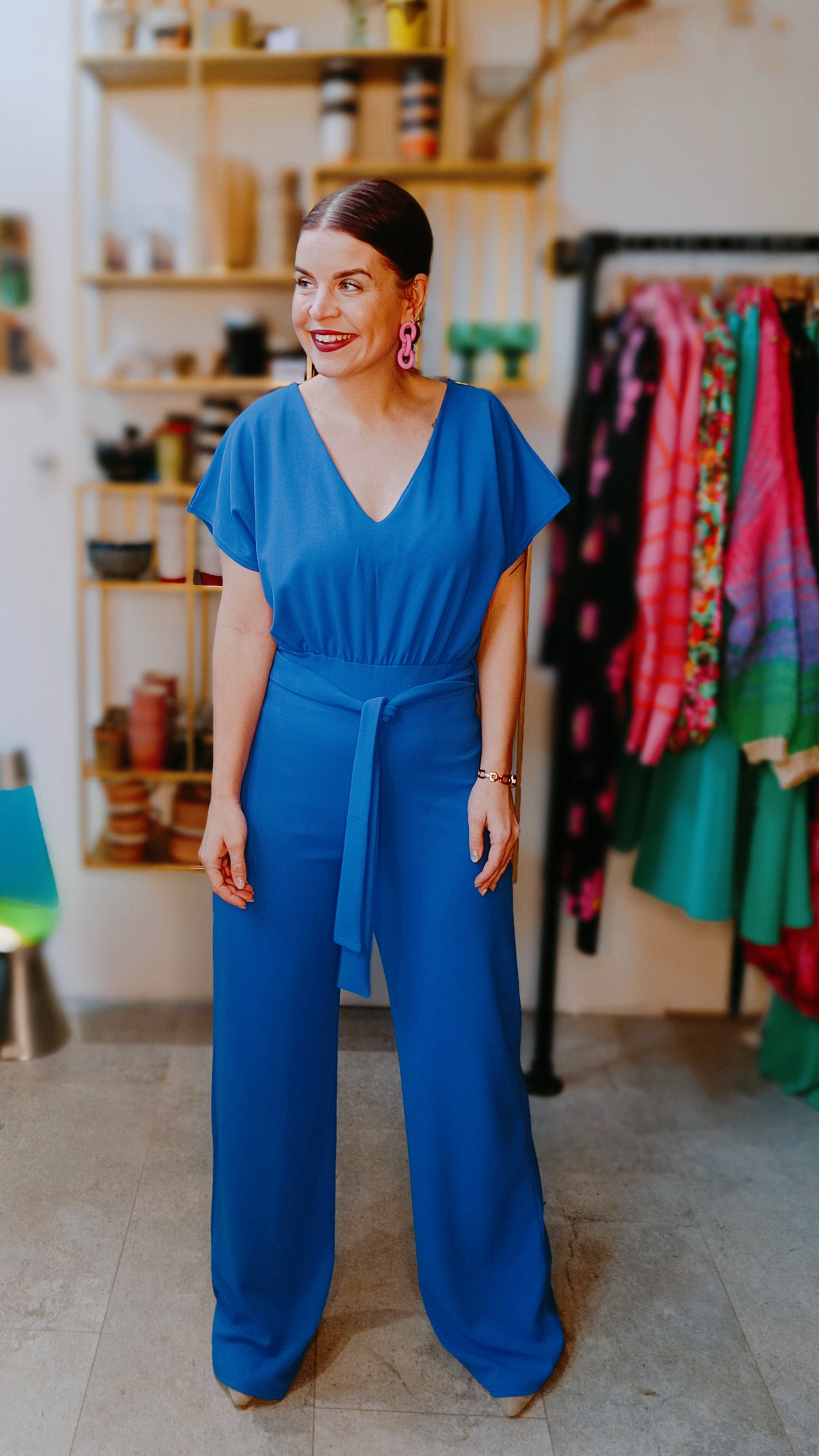 JUMPSUIT | GIRL V-NECK - BRIGHT COBALT
