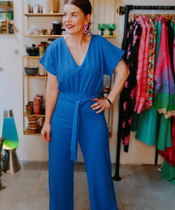 JUMPSUIT | GIRL V-NECK - BRIGHT COBALT
