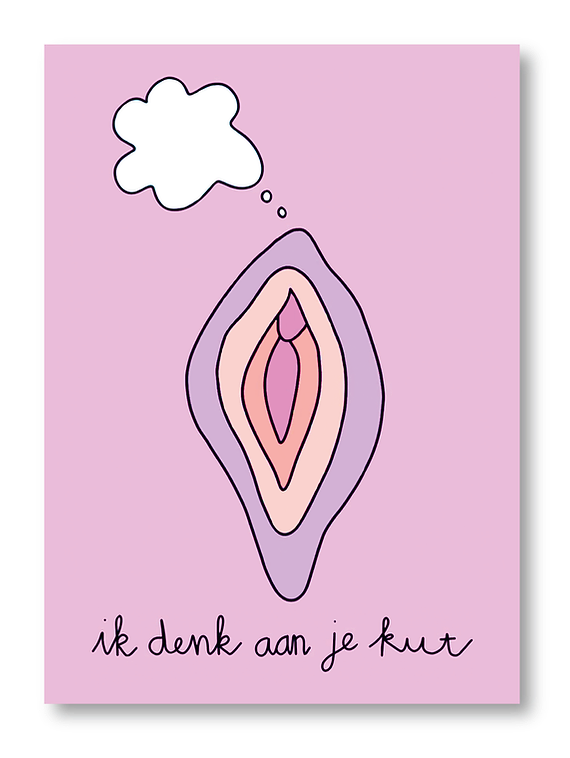 KUT. Illustraties | A6 KAART - IK DENK AAN JE KUT