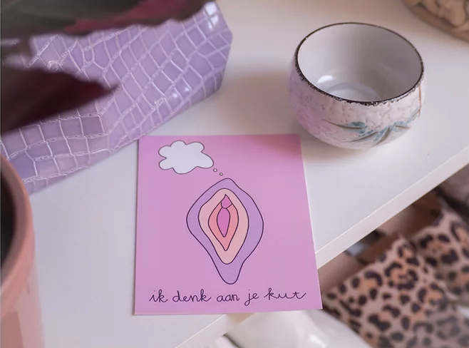 KUT. Illustraties | A6 KAART - IK DENK AAN JE KUT