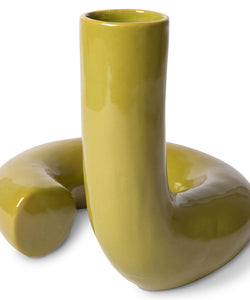HKliving | OBJECTS CERAMIC TWISTED VASE - GLOSSY OLIVE