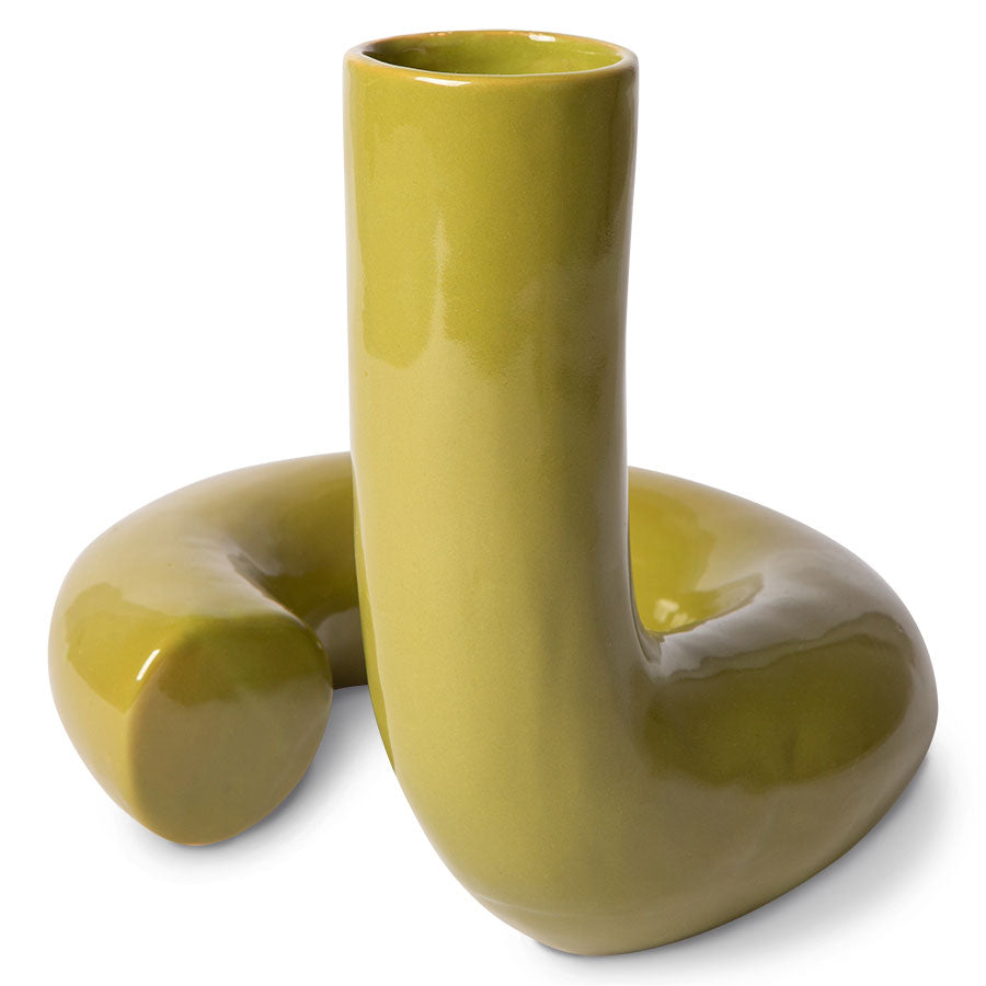HKliving | OBJECTS CERAMIC TWISTED VASE - GLOSSY OLIVE