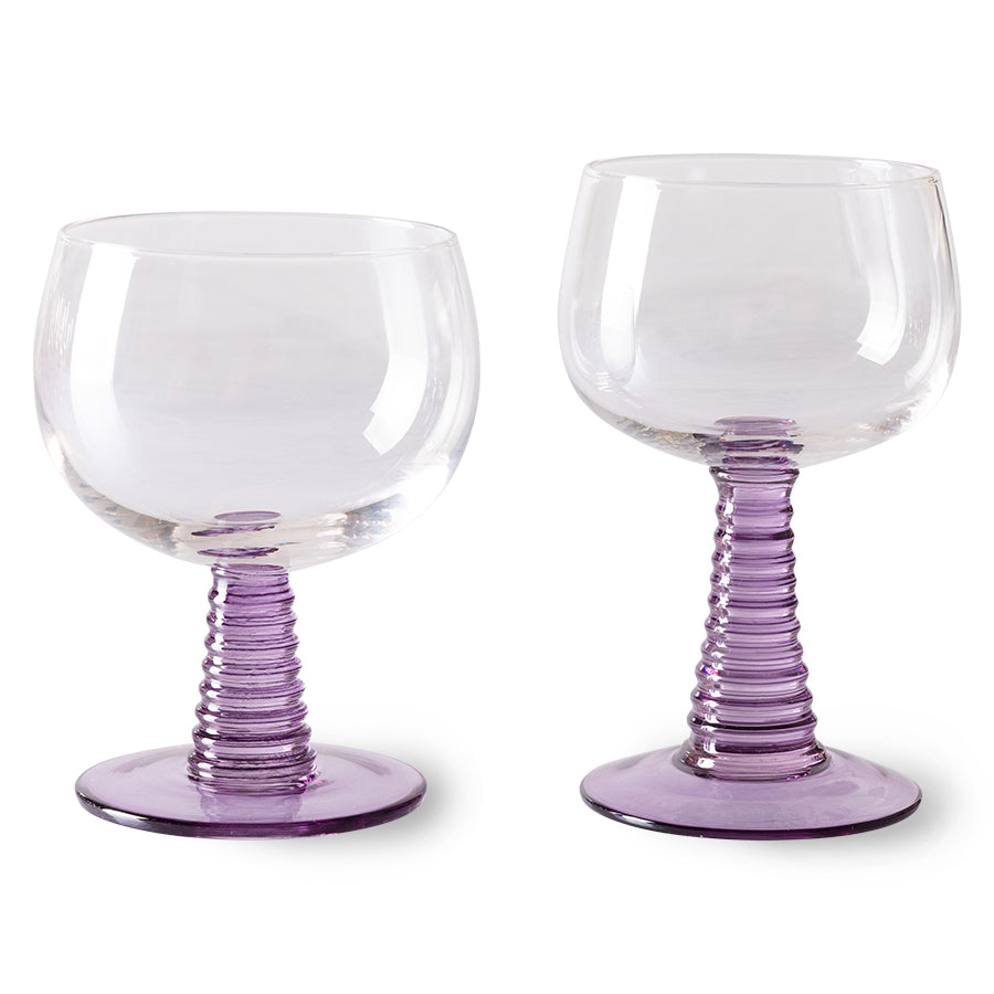 HKliving | 70's SWIRL WINE GLASS LOW - PURPLE