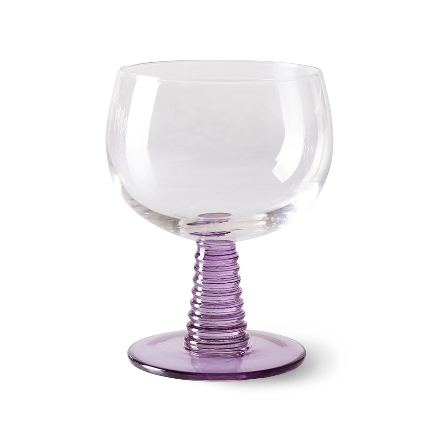 HKliving | 70's SWIRL WINE GLASS LOW - PURPLE