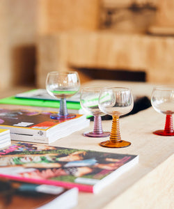 HKliving | 70's SWIRL WINE GLASS LOW - BLUE